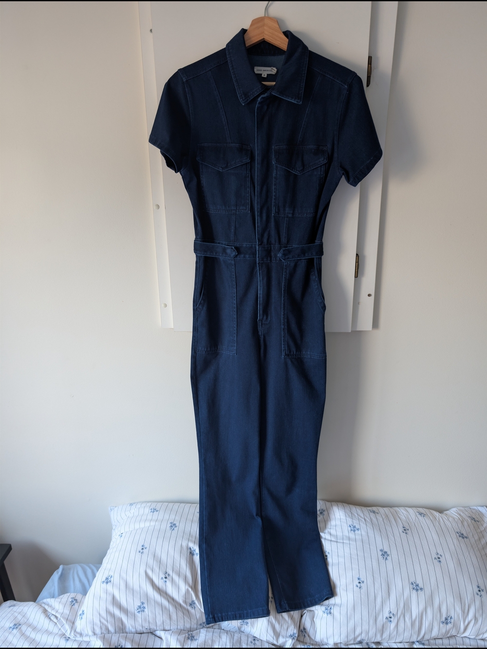 Good American Dark Navy Short-Sleeve Jumpsuit